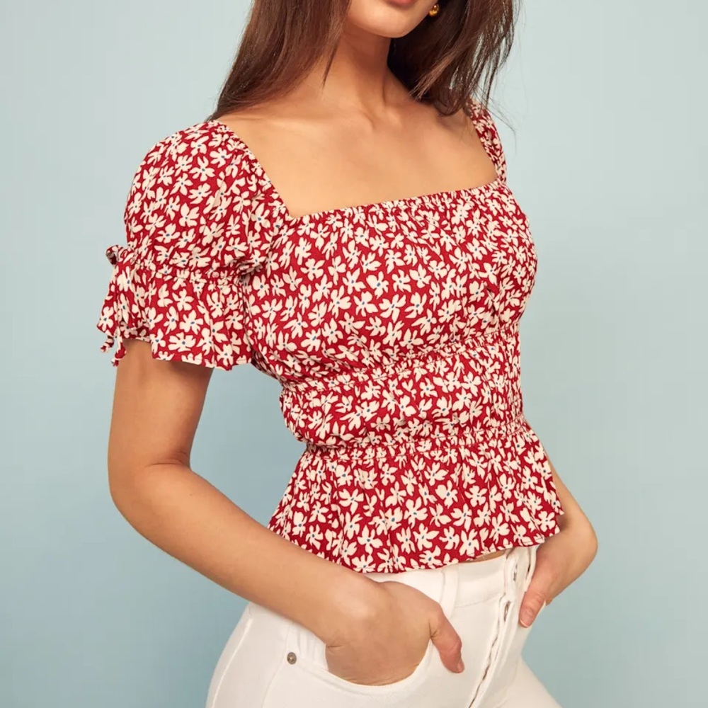 Reformation Solis Top in Briar Floral Black Medium Off The Shoulder $128 - Picture 6 of 16